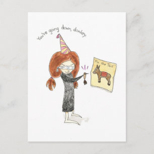 Geburtsday Donkey Postcard Postkarte