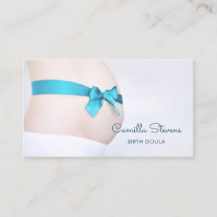 Geburtsdoula schwangere Babyblase mit blauer Schle Visitenkarte