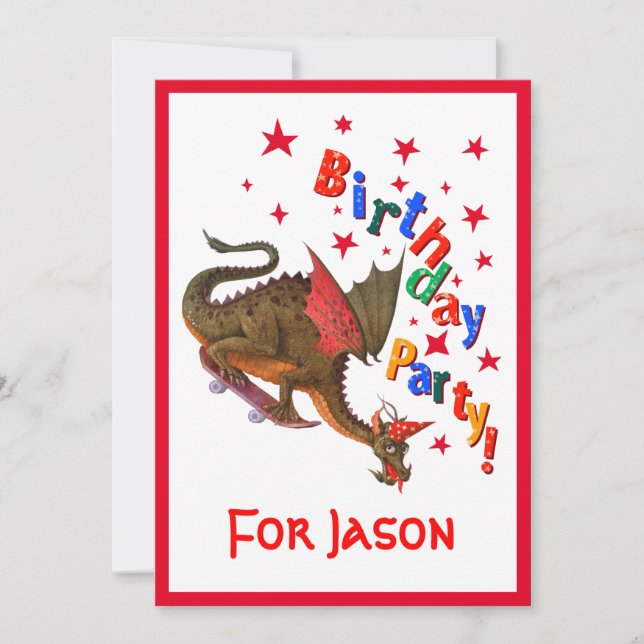 Geburtsdrache Einladung (Vorderseite)