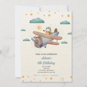 Geburtseintrag des Flugzeugs zum Blauen und Grünen Einladung