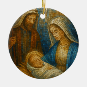 Geburtsfenstermosaik Heilige Familie Keramik Ornament