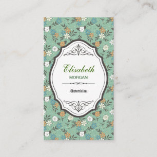 Geburtshelfer - Elegantes Vintage-Blumenmuster Visitenkarte