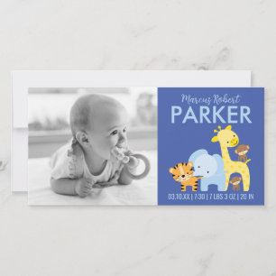 Geburtshinweis Fotokarten (blau) Ankündigung