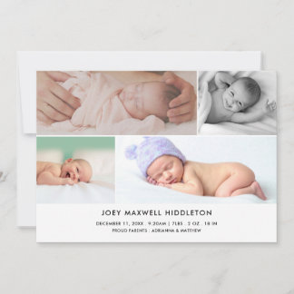 Geburtshinweis Minimale FotoCollage Ankündigung
