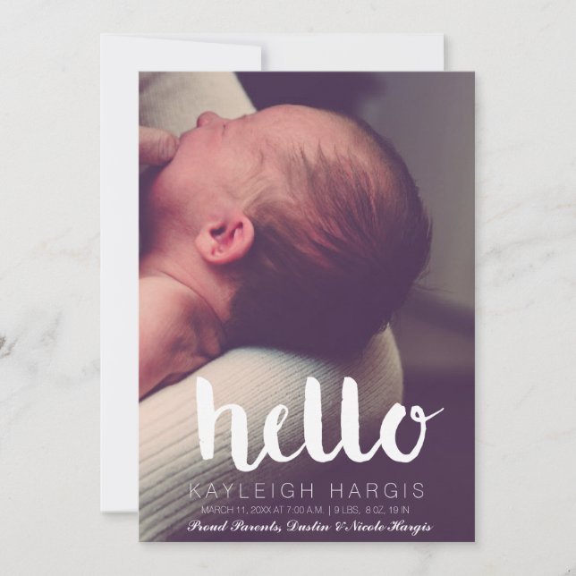 Geburtshinweise Ankündigung (Vorderseite)