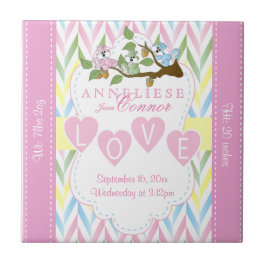 Geburtsinformation - Pastel Baby Eichhörnchen Fliese