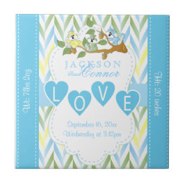 Geburtsinformation - Pastel Blue Baby Eichhörnchen Fliese