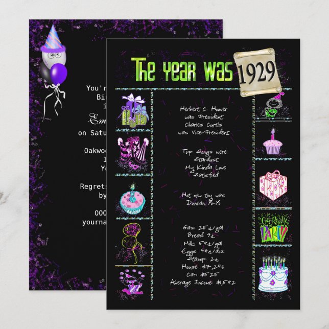Geburtsjahr 1929 Einladung (Vorne/Hinten)