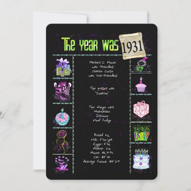 Geburtsjahr 1931 Einladung (Vorderseite)
