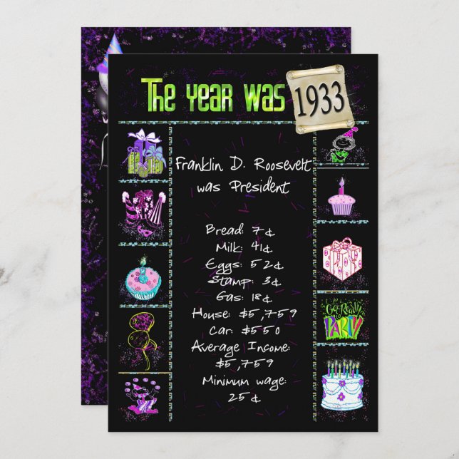 Geburtsjahr 1933 Einladung (Vorne/Hinten)
