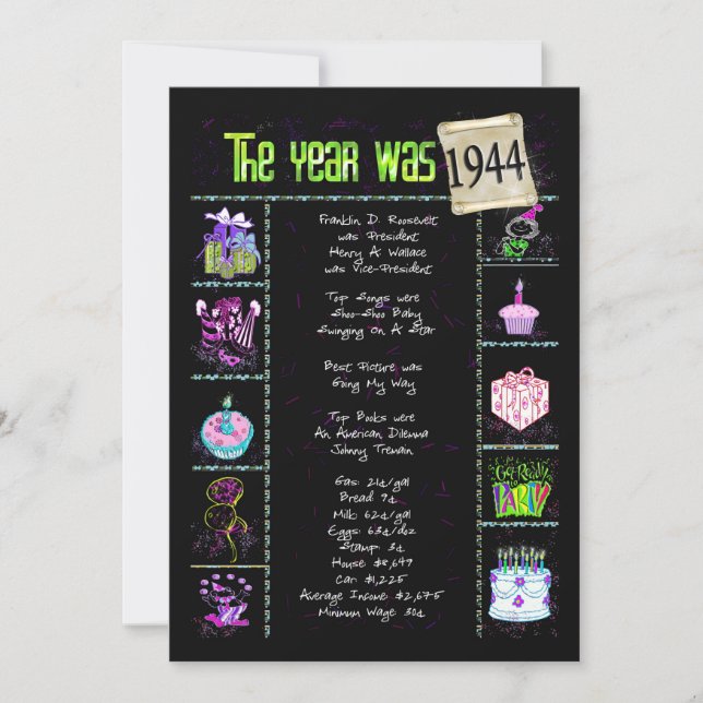 Geburtsjahr 1944 Einladung (Vorderseite)