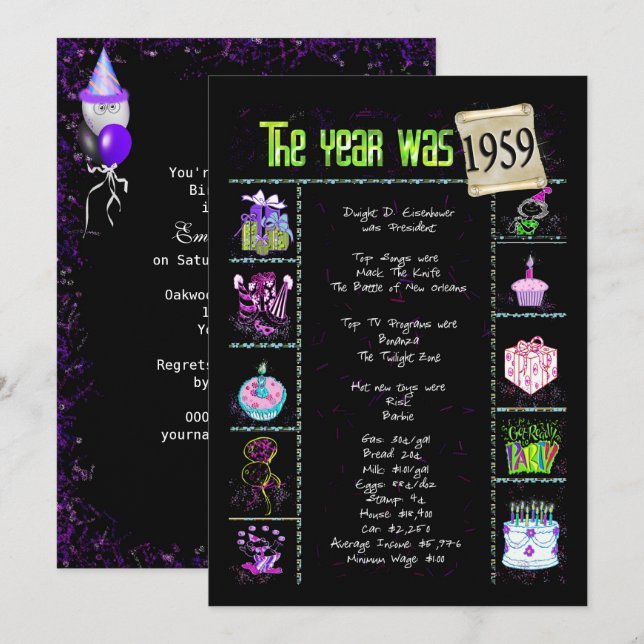 Geburtsjahr 1959 Einladung (Vorne/Hinten)