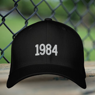 Geburtsjahr Papa Bestickte Mütze, Flexfit Schwarze Baseballkappe