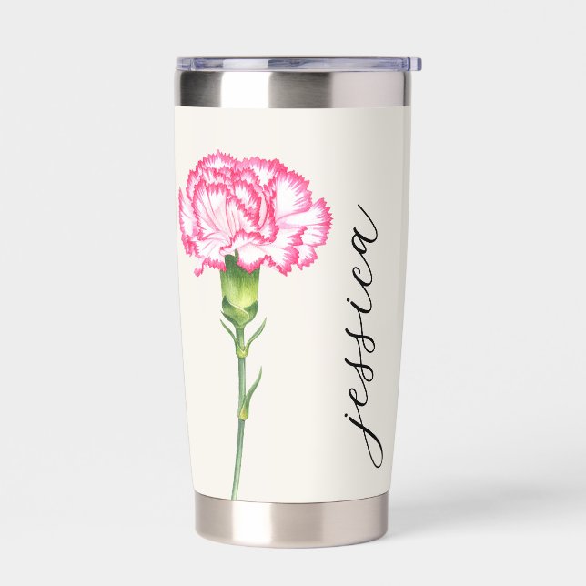 Geburtskarnation Januar Monogram Thermobecher (Links)
