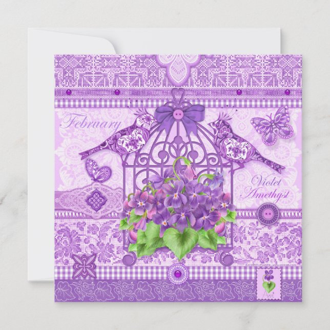 Geburtskarte Blume und Geburtskarte von Gem. Febru Einladung (Vorderseite)