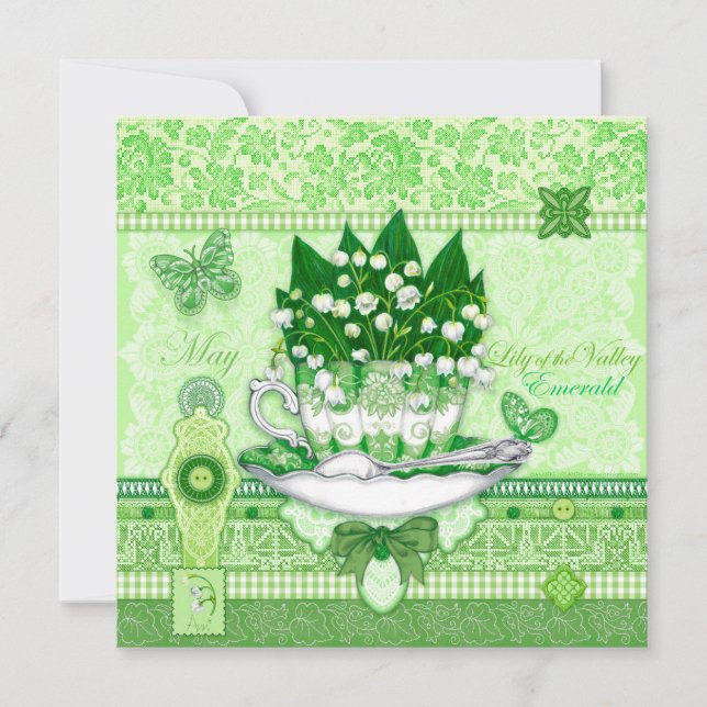 Geburtskarte Blume und Gem May-Teacup-Karte Einladung (Vorderseite)