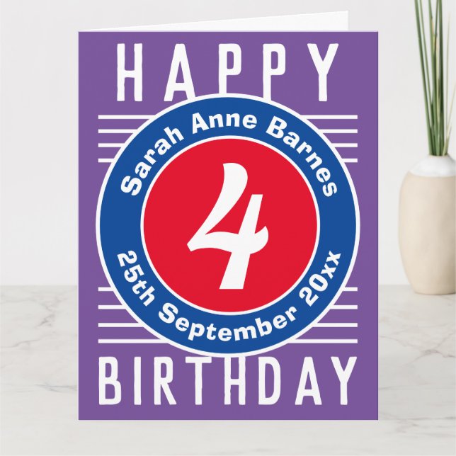 Geburtskarte des Kindes mit Alter, Name und Datum Karte (Vorderseite)