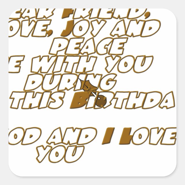 Geburtskarte für einen Christlichen Freund Quadratischer Aufkleber (Vorderseite)