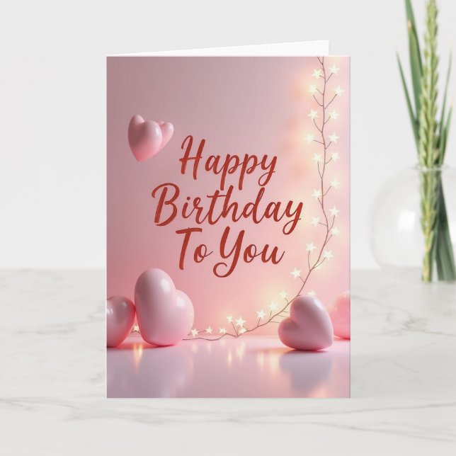 Geburtskarte Pink mit Schriftzug Karte (Vorderseite)