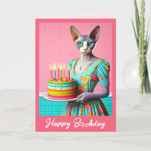 Geburtskarte   Sphynx Cat 6th Birthday Candles Karte