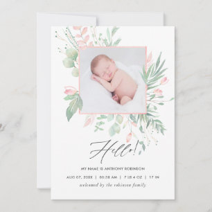 Geburtskarte von Pastel Blush Greenerity Ankündigung