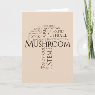 Geburtskarte von Word Mushroom (Brauner Text) Karte