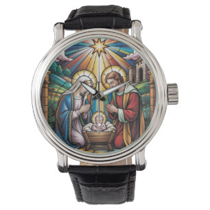 Geburtskirche-Buntglas-Kunst – Heiligabend der Hei Armbanduhr