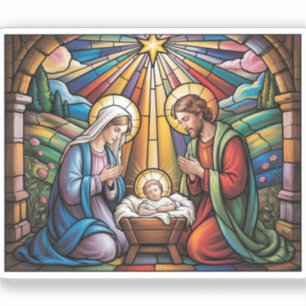 Geburtskirche-Buntglas-Kunst – Heiligabend der Hei Aufkleber