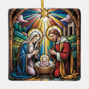 Geburtskirche-Buntglas-Kunst – Heiligabend der Hei Keramikornament
