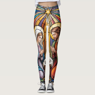 Geburtskirche-Buntglas-Kunst – Heiligabend der Hei Leggings