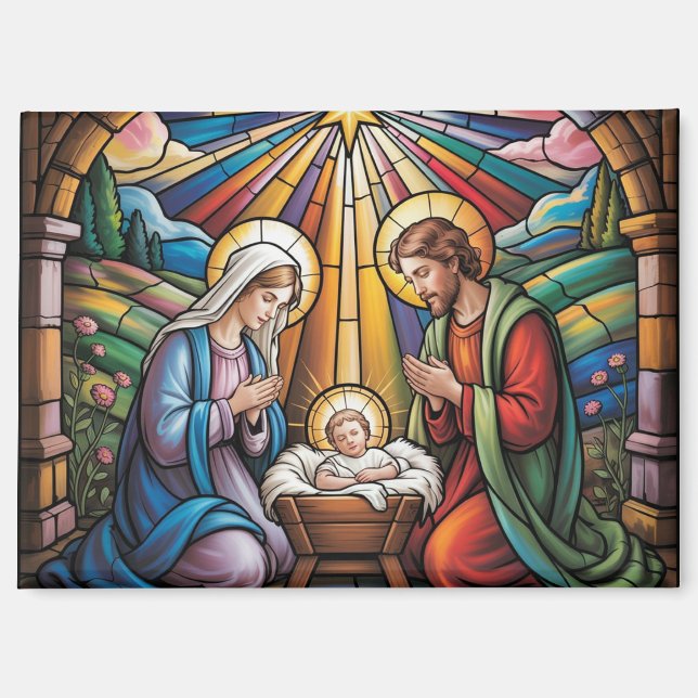 Geburtskirche-Buntglas-Kunst – Heiligabend der Hei Magnet (Vorderseite)