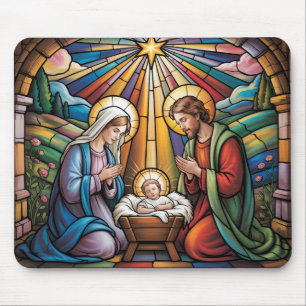 Geburtskirche-Buntglas-Kunst – Heiligabend der Hei Mousepad