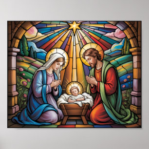 Geburtskirche-Buntglas-Kunst – Heiligabend der Hei Poster