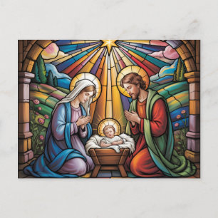 Geburtskirche-Buntglas-Kunst – Heiligabend der Hei Postkarte