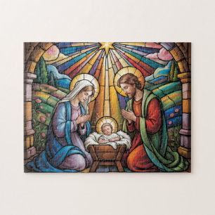 Geburtskirche-Buntglas-Kunst – Heiligabend der Hei Puzzle