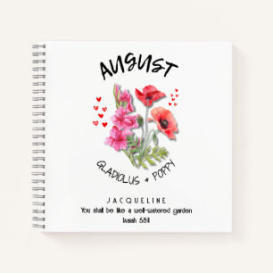 Geburtsmonat Blume AUGUST Christlich Geburtstag Notizbuch
