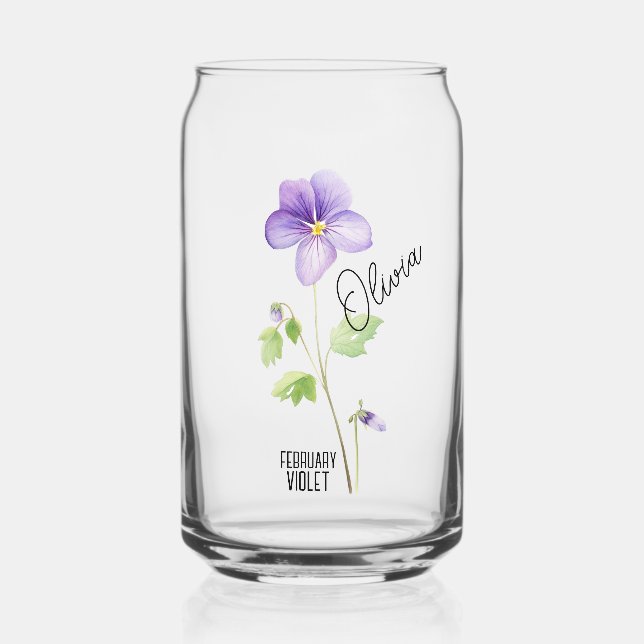 Geburtsmonat Blume Februar Violet Name Dosenglas (Vorderseite)