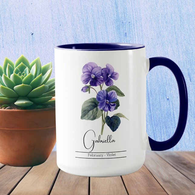Geburtsmonat Blume Febuary Violet Tasse (Von Creator hochgeladen)