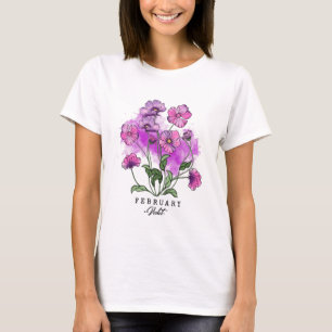 Geburtsmonat Blume Geboren im Februar Violet Blume T-Shirt