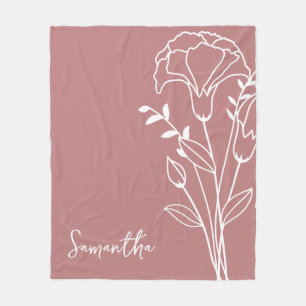 Geburtsmonat Blume, Januar Rose Kalligraphie Name Fleecedecke