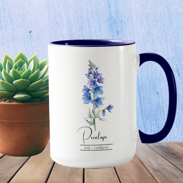 Geburtsmonat Blume Juli Larkspur Tasse (Von Creator hochgeladen)