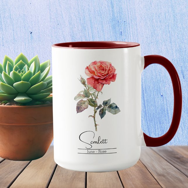 Geburtsmonat Blume Juni Rose Tasse (Von Creator hochgeladen)