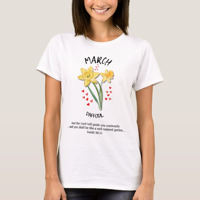 Geburtsmonat Blume MÄRZ affodil Christlich T-Shirt (Vorderseite)