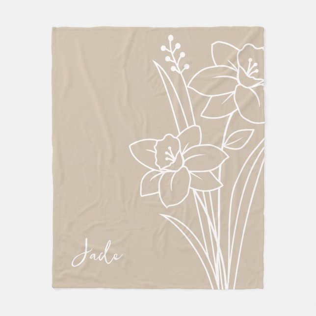 Geburtsmonat Blume, März Kalligraphie Name Fleecedecke (Vorderseite)