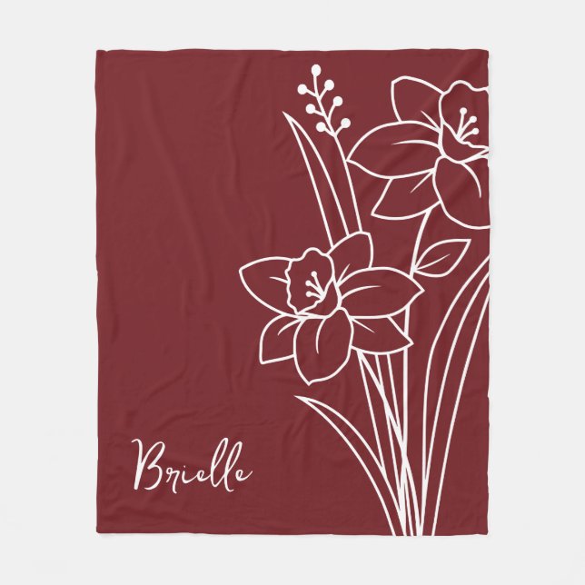 Geburtsmonat Blume, März Kalligraphie Name Fleecedecke (Vorderseite)