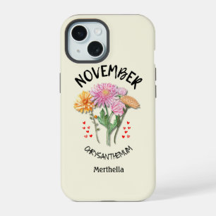 Geburtsmonat Blume NOVEMBER Individuelle Name Chri iPhone 15 Hülle