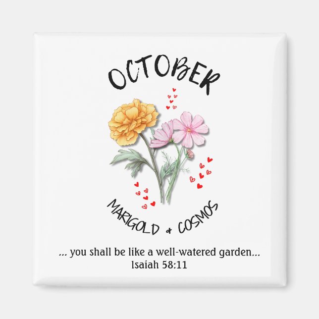 Geburtsmonat Blume OKTOBER Christlich Magnet (Vorne)