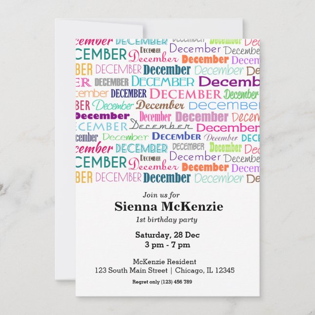 Geburtsmonat Dezember Einladung (Vorderseite)