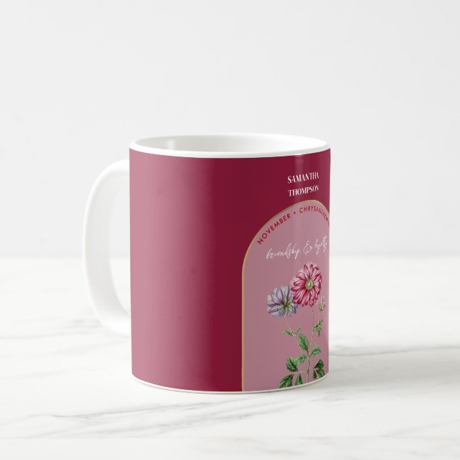 Geburtsmonat November Chrysanthemum Kaffeetasse (Vorderseite Links)