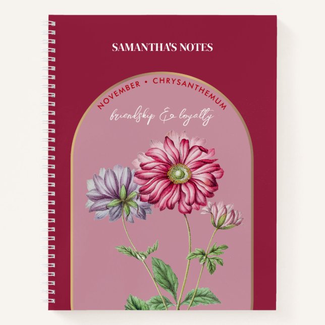 Geburtsmonat November Chrysanthemum Notizbuch (Vorderseite)